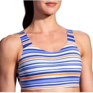 Brooks Running Dare Scoop Back Sports Bra in Stripes, Women’s size 38 C/D